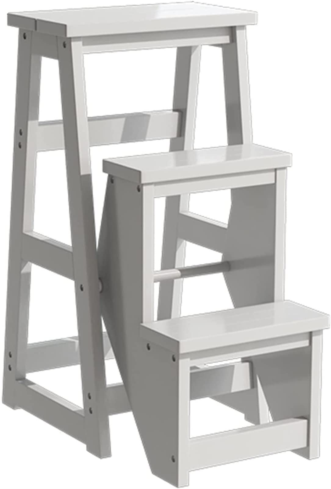 ZGYOZMNG Foot stool Modern Multi-Functional Step Stool Library Ladder Chair Library Furniture Folding Wooden Stool Chair Step Ladder for Home Maximum Load 150Kg/A (B)
