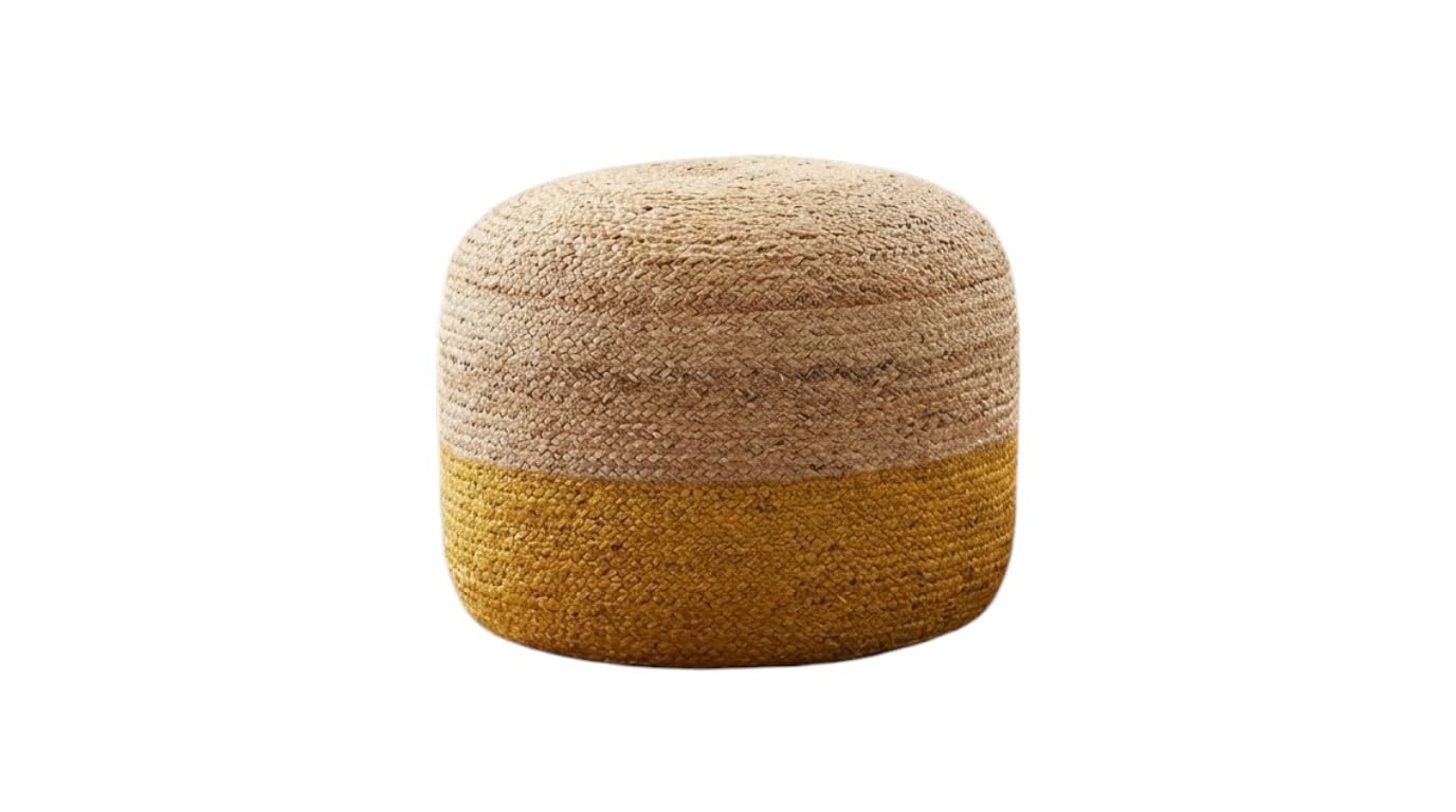 Decor Jute Pouf | Ottoman | footrest (Jute Pouf) Sitting Round Ottoman Bean Thermacol Sheet Filled Pouffe, Weight -2.5 Kg (Yellow, 60x60x30)-picture-13