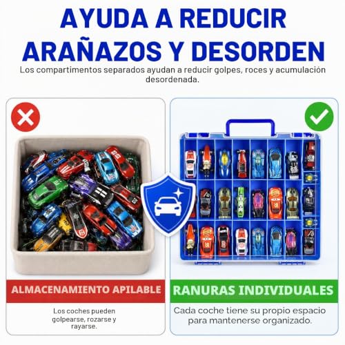 Maletín para Hot Wheels que evita el desorden de juguetes con asa de transporte 5