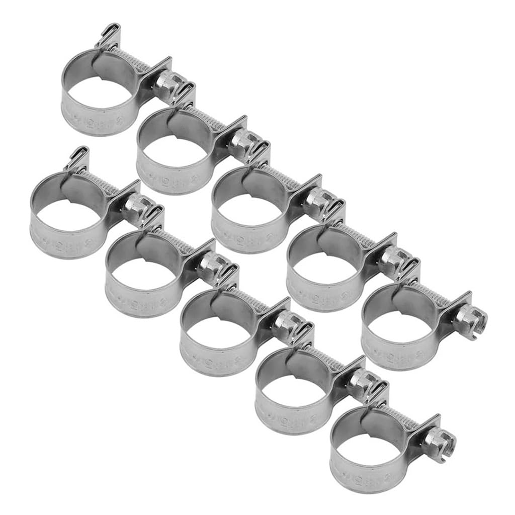 10pcs Adjustable Stainless Steel Hose Clamp Clips for Home, Automotive, and Marine Applications(11-13mm)