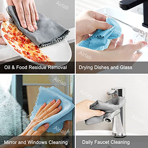 Microfiber Glass Cleaning Cloths Lint Free Rags for Dish Windows Cars Mirrors Stainless Steel Polishing Screen Wipes - 8 Pack (12' x 16')