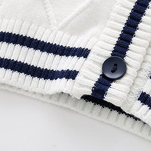 Children Boys Cardigan Sweater Coat V-Neck StripedCotton Buttons Up School Cardigan4
