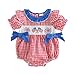 Adobabirl Baby Girl 4th of July Outfit Flag Firework Bubble Romper Short Sleeve Plaid Bodysuit Fourth of July Outfit (Flag Firework-Red, 0-3 Months)