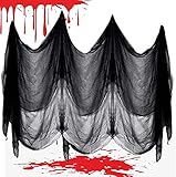 telas con motivos halloween Diseño conveniente: agujeros en la tela espeluznante, también puedes colgar algunas arañas o murciélagos u otras decoraciones en la red para crear tu propia escena de terror