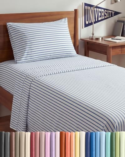 Image of Duvet Cover Twin /Twin XL - 2 Piece Set, College Dorm Room - Blue Stripes 2
