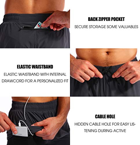 Image of Pudolla Men's 2 in 1 Running Shorts 5 inch Quick Dry Gym Athletic Workout Shorts for Men with Phone Pockets