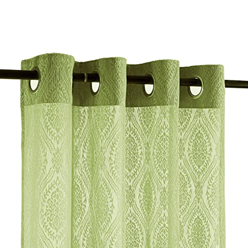 Image of Swayam 40% Blackout Polyester Window Curtain for Living Room & Bedroom | 5 Feet | Room Darkening Curtain with Eyelets | Pack of 1 | Ethnic Motif Design - Green