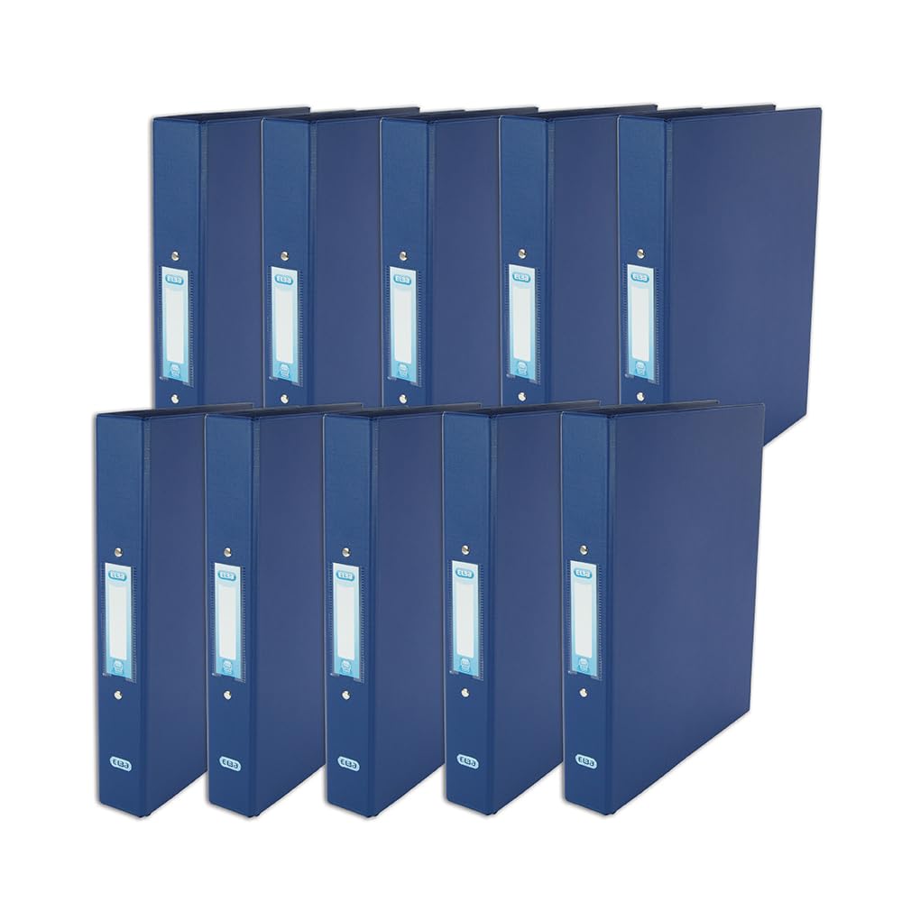 Elba A4 Ring Binder Pack of 10, Plastic on Board 35mm, Blue