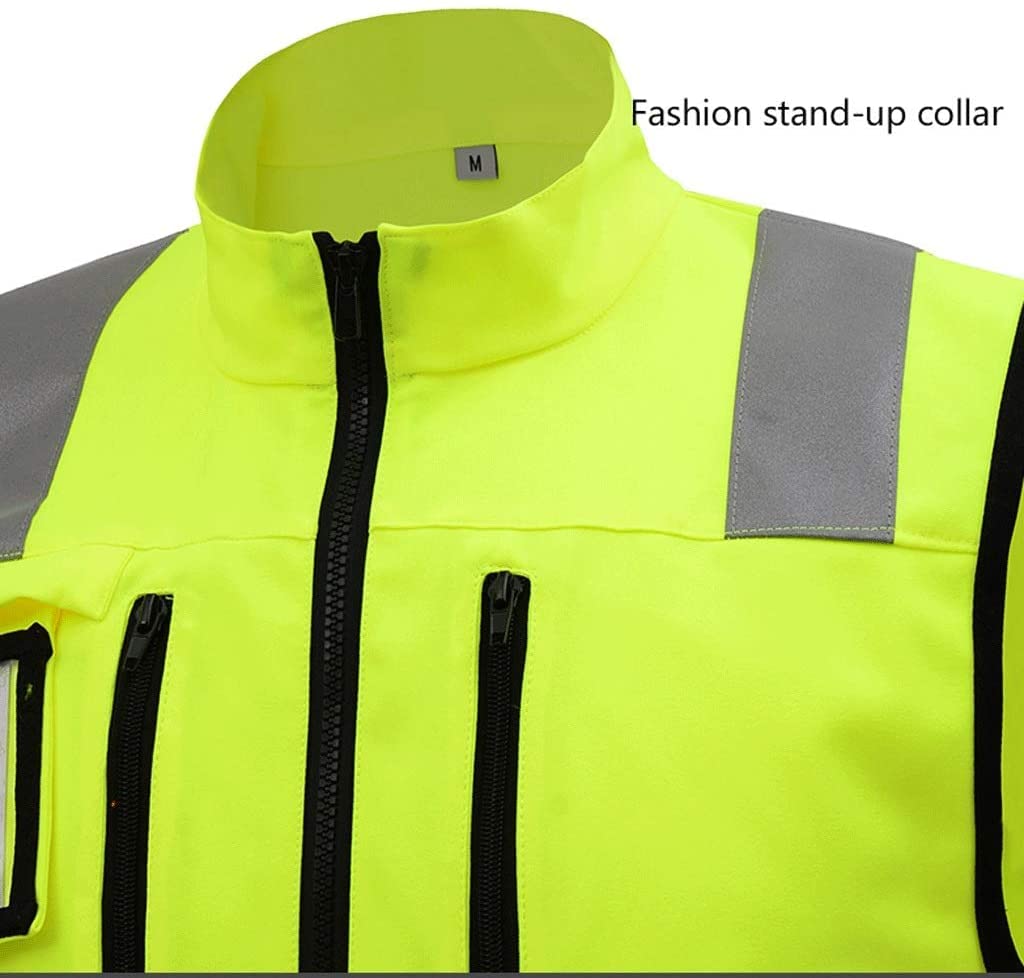 Chalecos Alta Visibilidad Hombre Mujer, Traje reflectante de tráfico Chaleco de seguridad reflectante de tela Oxford Chaleco de construcción de malla de alta visibilidad amarillo fluorescente Mono tra