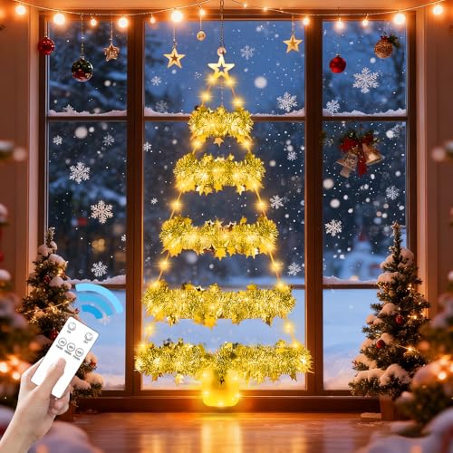 TUIBEIDAMAI Weihnachtsbaum Leiter Lichterkette mit Lametta Girlande,...