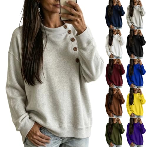 Crew Neck Sweatshirts Women Cute Y2k Vintage Fleece Oversized Sweatshirt - image 1