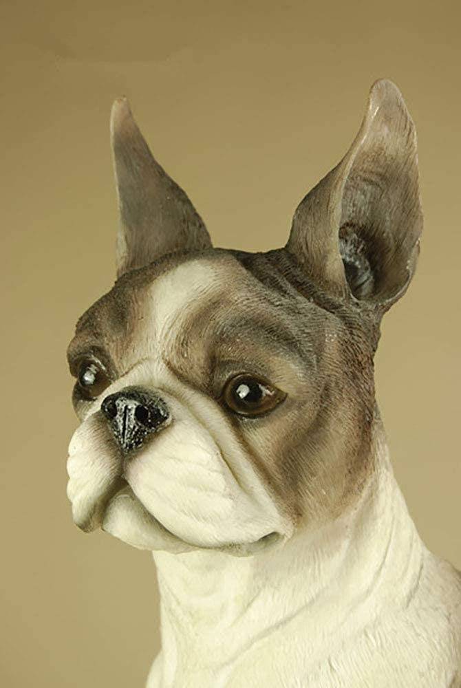 Ozdoby ogrodowe na zewnątrz Ozdoby ogrodowe do domu Symulacja Posąg psa Rzeźba zwierząt Ozdoba ogrodowa Żywica Siedzący Boston Terrier Pies Wróżka ozdoby ogrodowe