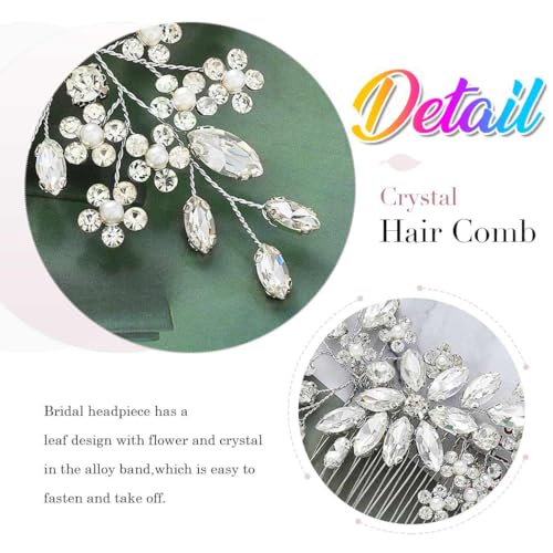 catery crystal bridal hair combs rhinestones hairpieces flower wedding clips accessories for brides and women pack of 1silver