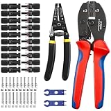 FIISAYL Solar Crimpzange Set für 2.5/4/6mm² Solarpanel PV Kabel,1 Abisolierzange, 10 Paar Kabelstecker, 10 Paar Männlich/Weiblich Stecker, 1 Crimpzange, 2 Schraubenschlüssel