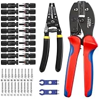 FIISAYL Solar Crimpzange Set für 2.5/4/6mm² Solarpanel PV Kabel,1 Abisolierzange, 10 Paar Kabelstecker, 10 Paar Männlich/Weiblich Stecker, 1 Crimpzange, 2 Schraubenschlüssel – Ansicht 1