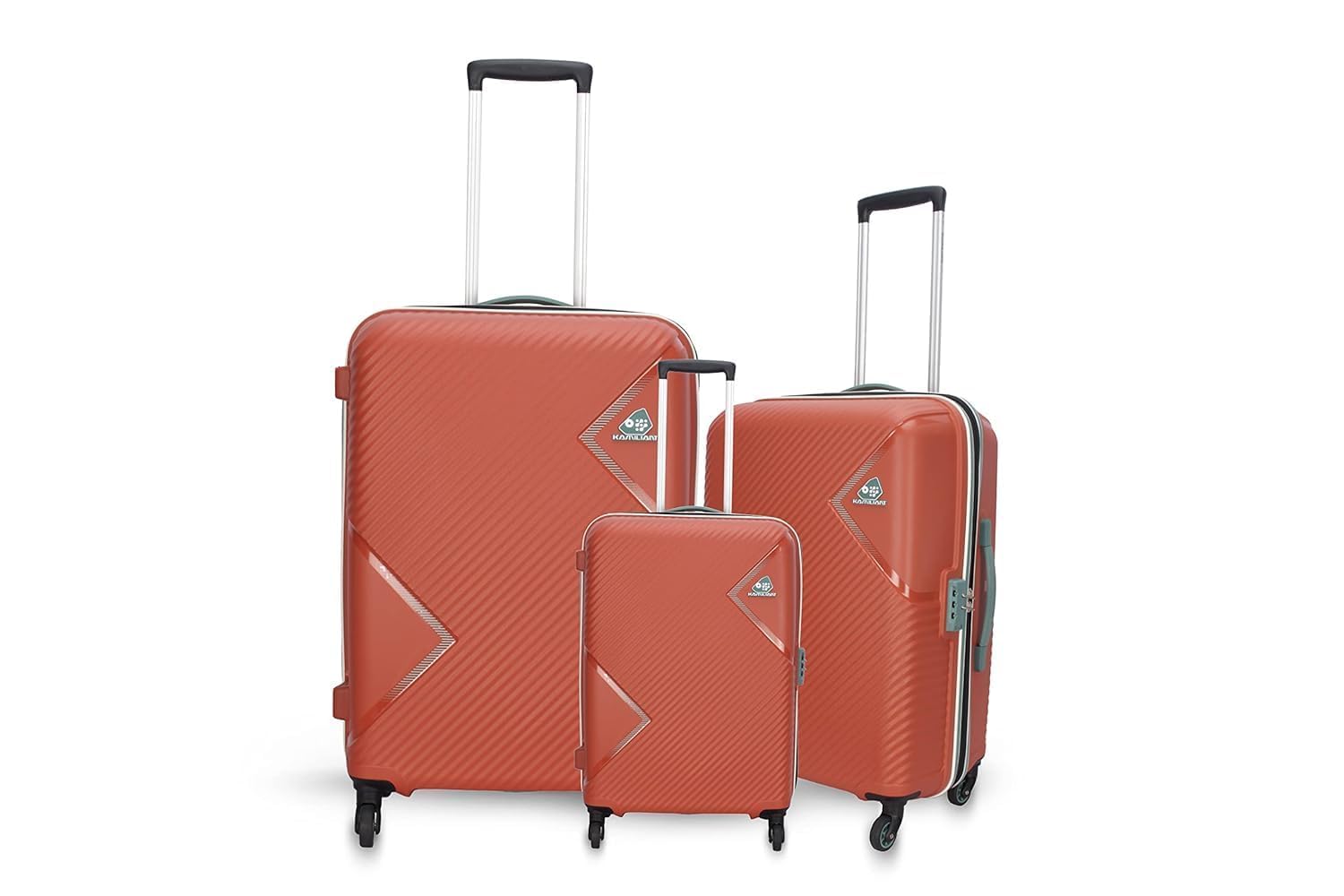 American Tourister Kamiliant 3 Pc Set 55 Cms, 68 Cms & 79 Cms Small, Medium & Large Set of Hard Sided 4 Wheels Spinner Trolley Bags (Rust)