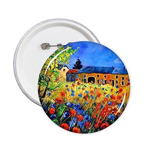 Broche ronde coquelicot impression réalisme peinture style artistique