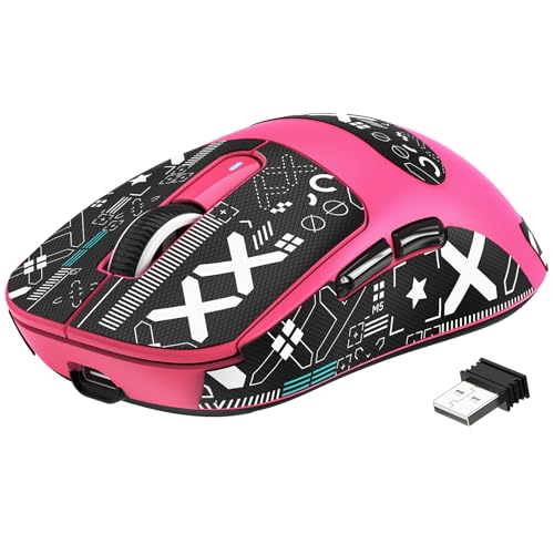 Image of MANBASNAKE x ATTACK SHARK X3 Wireless Gaming Mouse, 49g Lightweight Triple Mode Ergonomic Computer Mouse, PAW3395 26K DPI Sensor,200h Battery Life, Griptape Programmable Buttons for PC /Mac /Win (Berry)