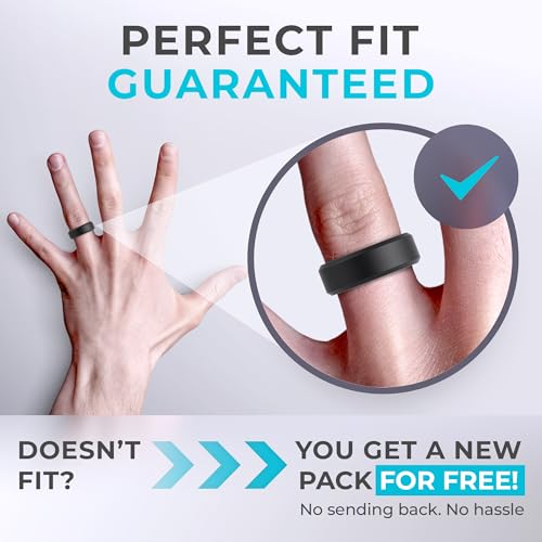 ThunderFit Men Breathable Air Grooves Silicone Rings Wedding Bands 8mm Wide 2.4mm Thick - 1/2/3/4/6/7 Variety Multipack (Pack B - Size 6.5-7 (17.3mm)) by ThunderFit - Image 6