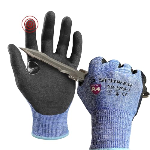 Schwer A4 AIR-SKIN Cut Resistant Work Gloves AR3900 with Extreme Lightweight & Thin, Wire Metal Gloves for Fishing, Refined Work, Touch-screen,Non-PFAS, 3D-Comfort Fit, Breathable, 1 Pair, S