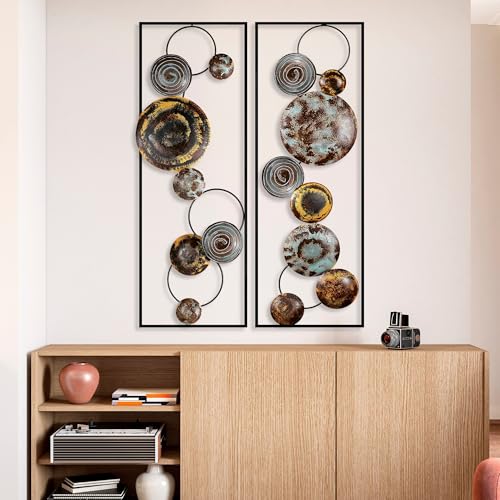 Accessoires muraux décoratifs peints à la main métal déco maison art 32x92cm - 2