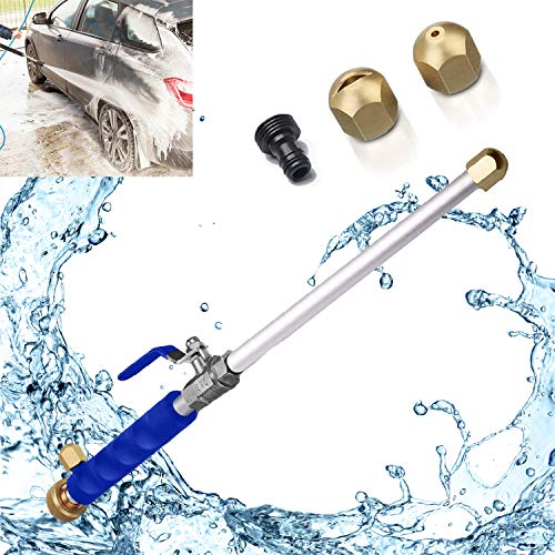 Hydro Jet High Pressure Power Washer Wand Portable Power Water Gun, Heavy Duty Metal Watering Sprayer with Universal Two Hose Nozzle End for Outdoor Washings Garden and Car Washing