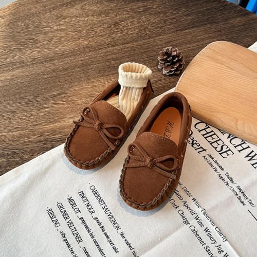 Toddler Boys Girls Loafer Shoes Soft Suede Leather Slip On Moccasin Flat Boat Dress Shoes School Daily Walking Shoes2