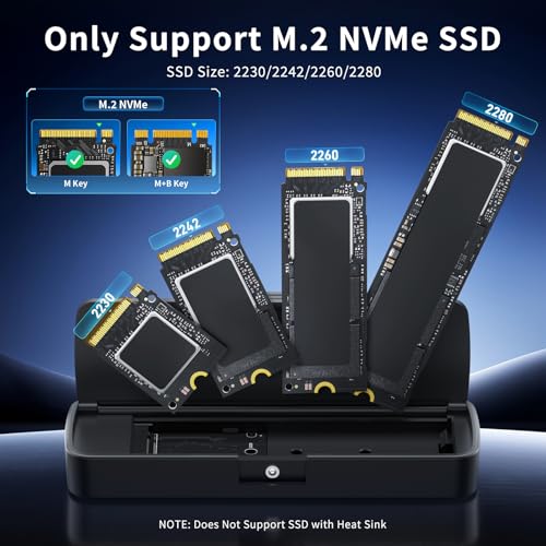FIDECO M.2 NVMe SSD Enclosure, M.2 NVMe to USB Adapter, USB 3.2 Gen 2 (10Gbps) SSD Reader for M & M+B Key NVMe SSD, Support UASP and Trim, Tool-Free Installation, Sandwich Style Design — view 4