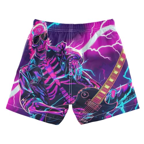 Boys Swim Trunks Neon Skeleton Rock Skull Toddler Swim Shorts Little Boys Board Shorts2