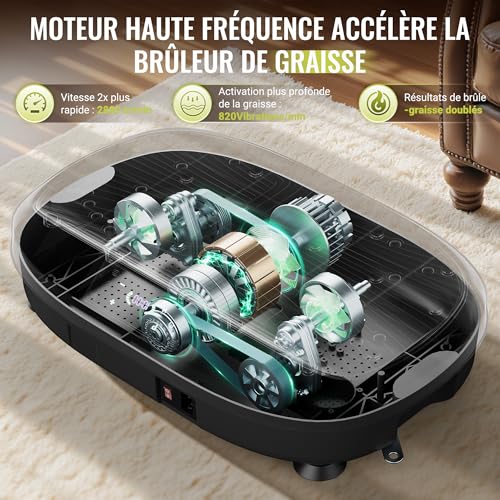 Plateforme vibrante perte de poids compacte avec mode d'emploi FR charge 150 kg