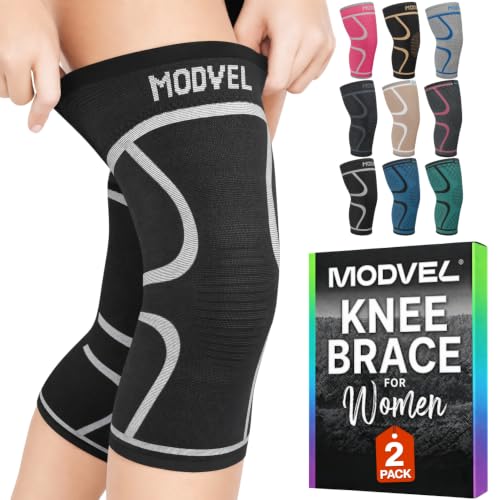 Image of Modvel 2 Pack Knee Brace for Women - Knee Support for Walking, Knee Compression Sleeves for Pain Relief, Knee Sleeves for Women, Knee Brace for Sports, Workouts & Arthritis