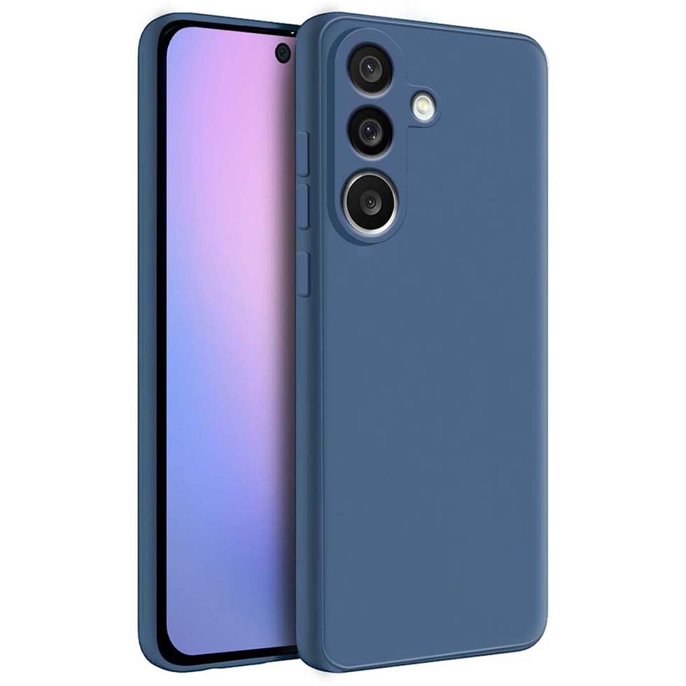Image of Fashionury Liquid Silicon Back Cover for Samsung Galaxy M56 5G | Camera Protection | Anti-Fingerprint | Inner Velvet Fabric | Ultra Slim Case (Blue)