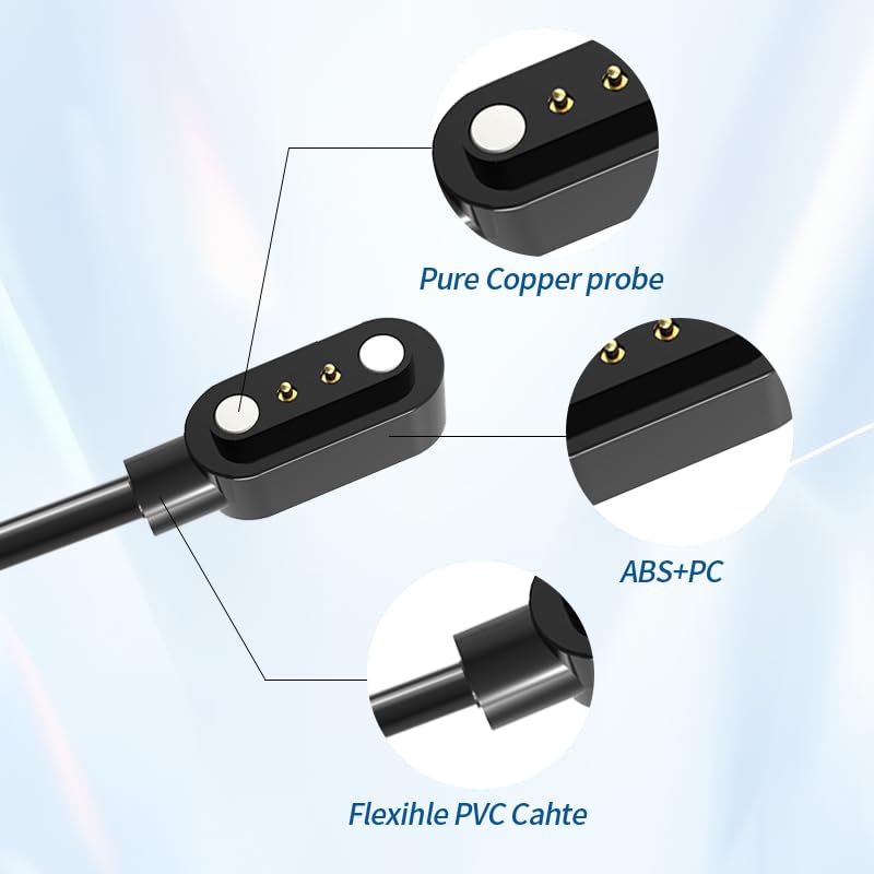 Miniatura 6 de BOVUGAC Paquete de 2 para cargador de reloj inteligente Mikego IDW25, cable de carga USB de repuesto magnético compatible con accesorios de reloj