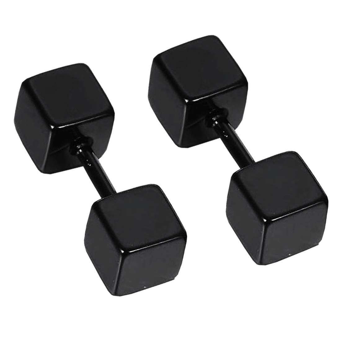 Simple Stylish Small Square Shape 2Pc Eear Studs Black Stainless Steel Hoop Earring For Men And Women-image-48