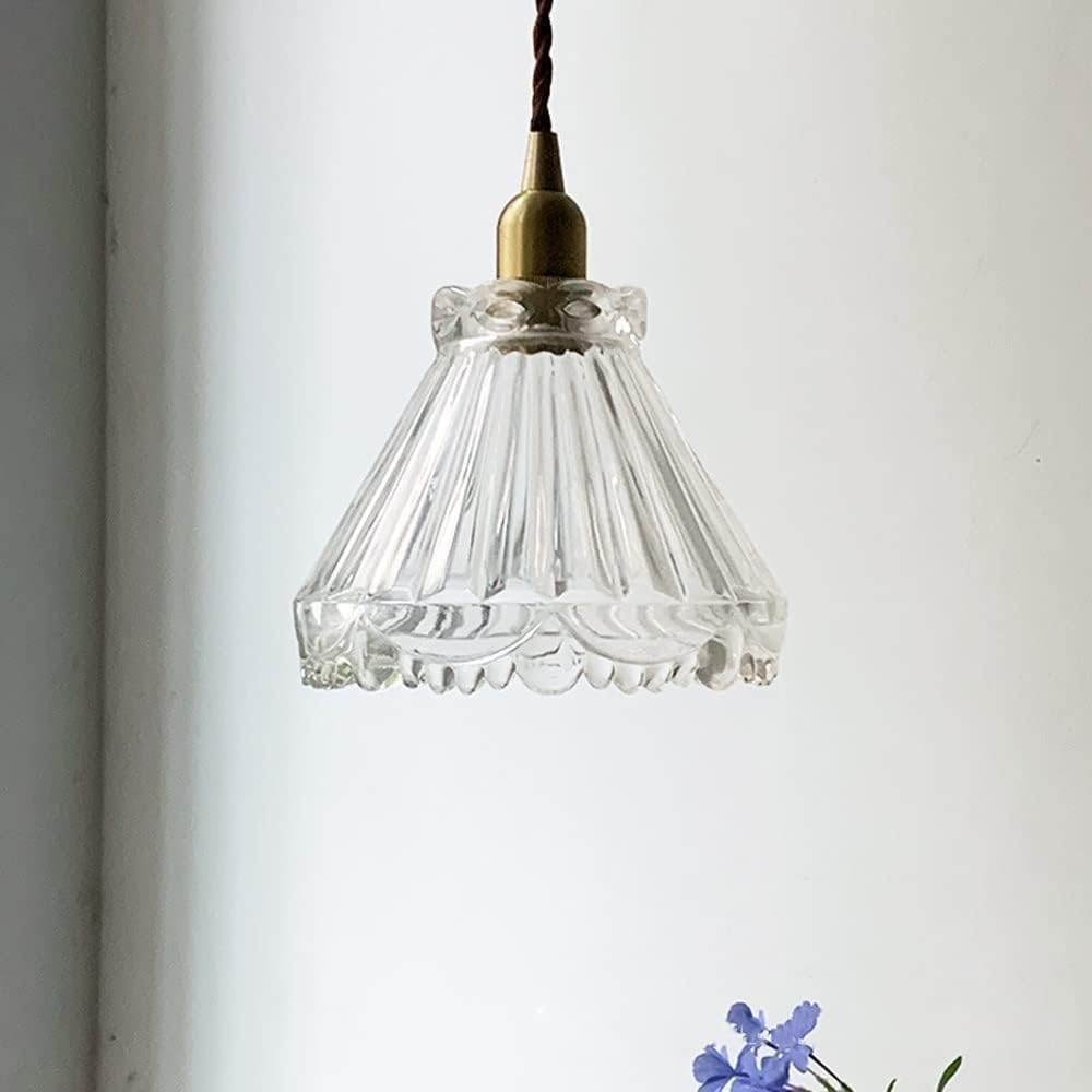 OUDINI Glass Pendant Light,Single Kitchen Island Lighting Fixture, Pattern Glass Dining Table Bedroom Hanging Lamps, for Kitchen Island Dining Room Home Office