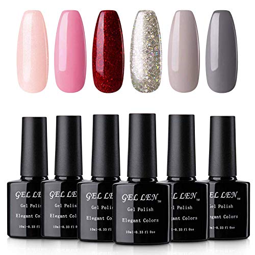 Gellen Gel Nail Polish Set 6 Colors - Sparkle Glitters Pure Shade Collection, Home Gel Manicure Salon Result Long Lasting Nail Gel Kit Gellen Gel Nail Polish Set 6 Colors - Sparkle Glitters Pure Shade Collection, Home Gel Manicure Salon Result Long Lasting Nail Gel Kit