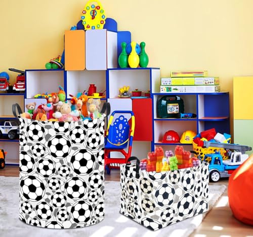Image of 19.7 inch Football Laundry Basket,Kids Dirty Clothes Hamper,Waterproof Toys Storage Bin,Room Decor,Gift Baskets,Baby Nursery Hamper(Shadow Football)