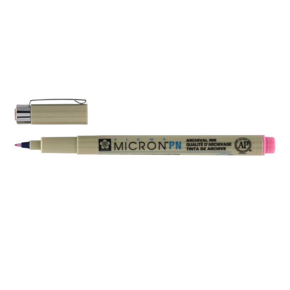 SAKURA Pigma Micron PN - Pink Plastic Nib Pen - Archival Ink - Fade Resistant - Quick Drying - Waterproof - Fine to Medium Lines - Ideal for Everyday Writing