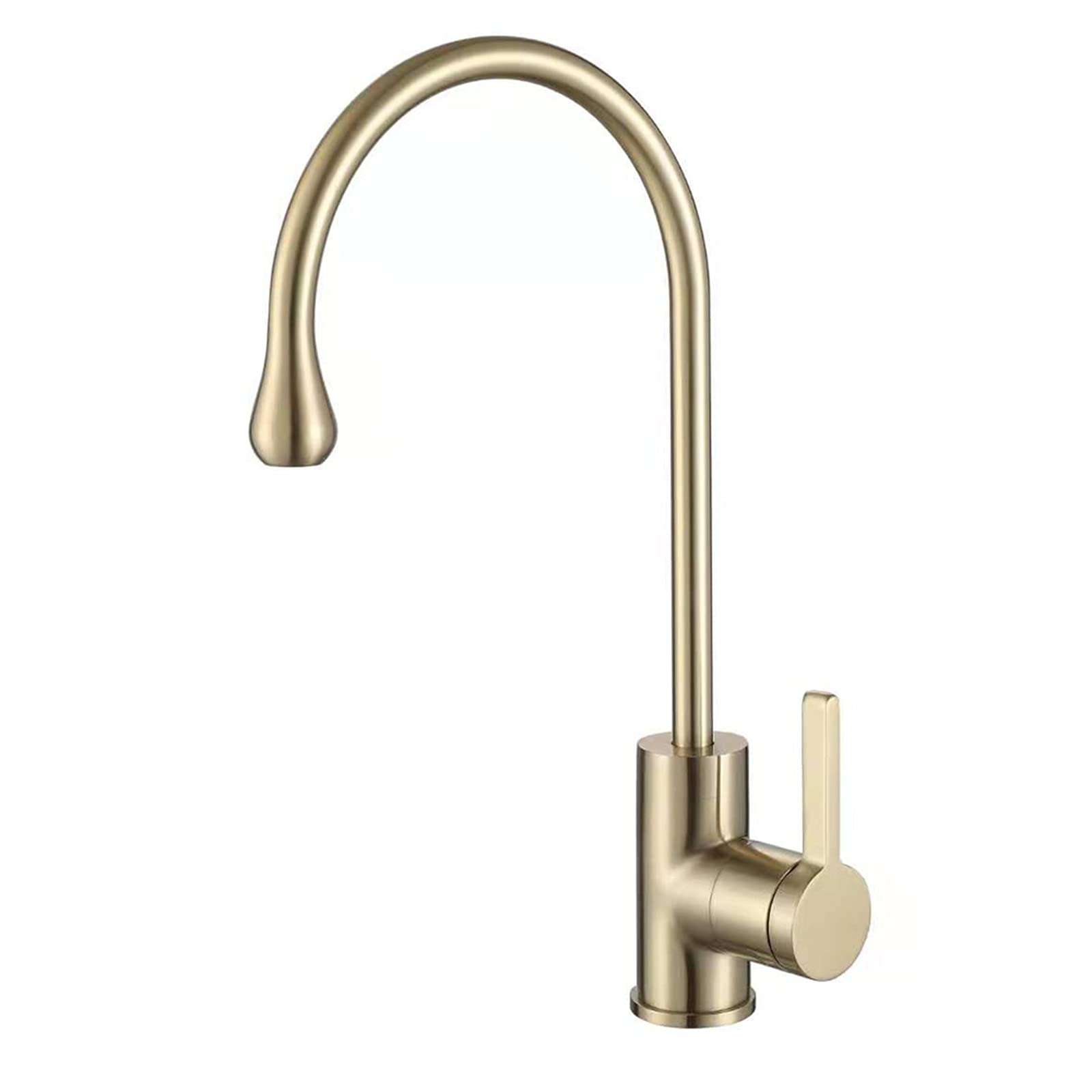 VDOQTLJT Kitchen Faucet Single Handle High Arc Sink Deck Mounted Hot and Cold Water Faucets Commercial Modern Brass Taps Brushed Gold