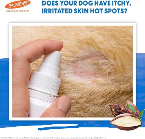 Image of Palmer's for Pets Hot Spot and Itch Relief Spray for Dogs with Cocoa Butter - Conditioning No-Rinse Skin Allergy Relief Mist with Vitamin E, Fragrance Free Formula, 8 Fl Oz - 2 Pack