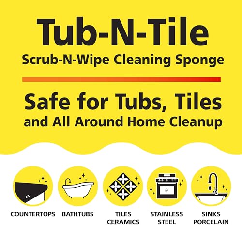 Image of Tub-N-Tile by Tuff-Scrub, Large, 6-Pack, Microfiber, Scrub-N-Wipe Pad, Multi-Surface, Non-Scratch, Dual-Sided, Scrubber for Tubs, Tiles, Sinks - Machine Washable, Durable Kitchen Sponge