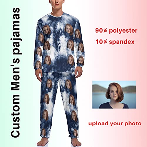 Artsadd Custom Face on Men's Long Sleeve Pajama Set Personalized Men's Sleepwear Lounge Set with photo2