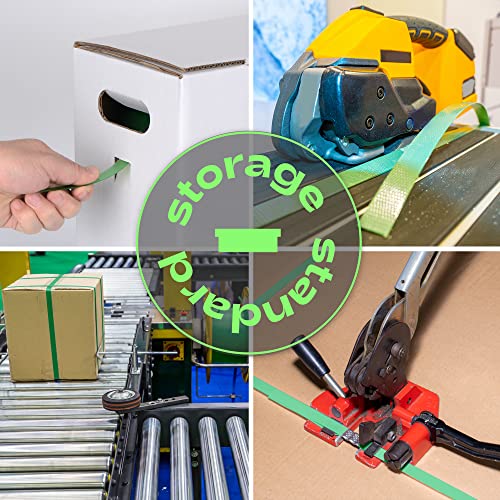 heavy duty packaging strapping banding roll - green polyester pet industrial-grade 100039 x 5834 x 003534 pallet strap coil - 1400 lbs break strength rust-resistant with self dispensing box kit