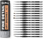 Nicpro 16 PCS Small Detail Paint Brush Set, Professional Miniature Painting Kit Fine Detail Brushes for Watercolor Oil Acrylic, Craft, Models, Rock Painting, Paint by Number- Come with Holder & Bag