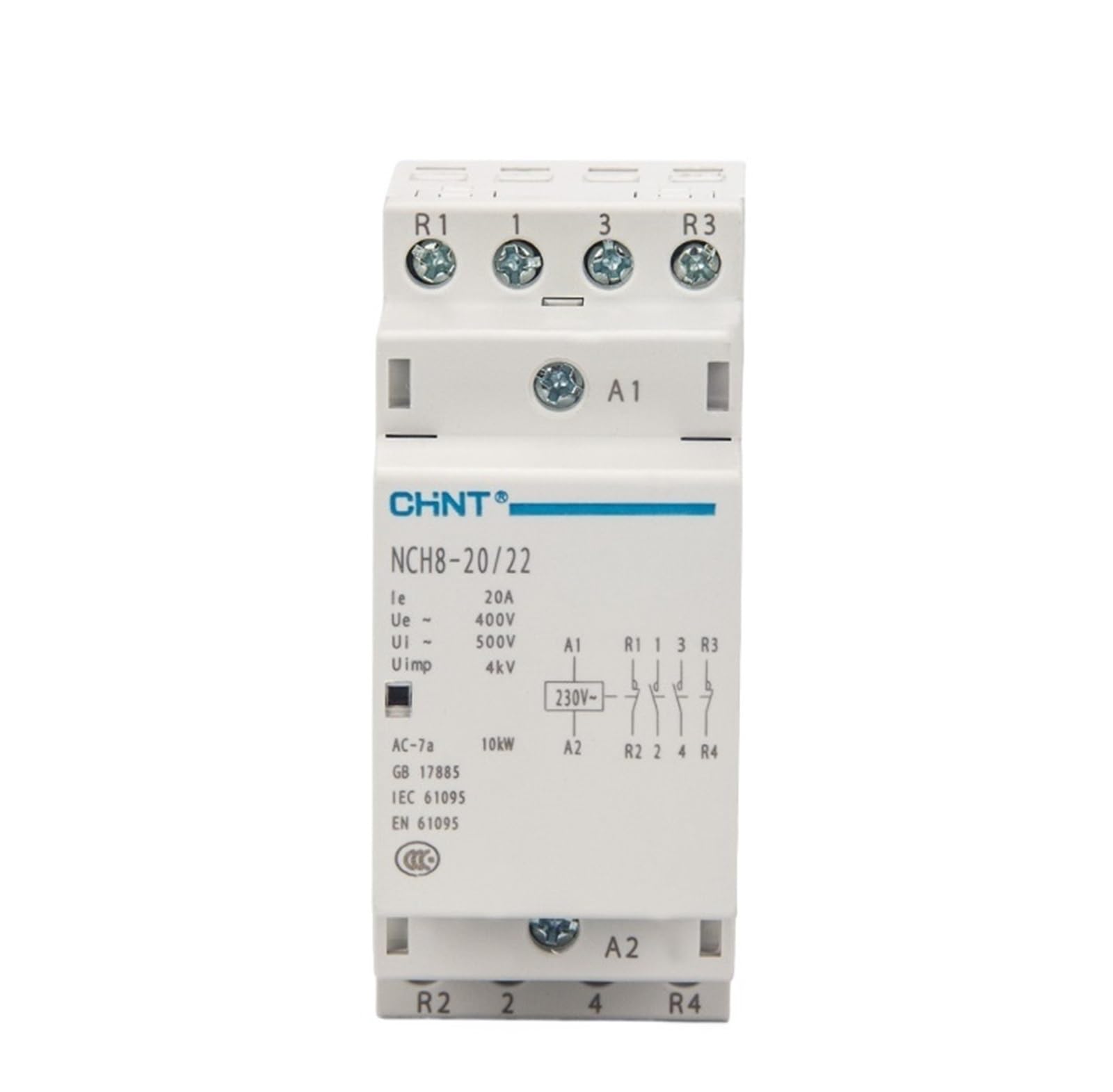 1 sztuk NCH8-20 Modułowy stycznik AC do domu 220V 230V AC 20A 1NO 1NC 2NO 2NC(NCH8-20A-11 1NO 1NC)