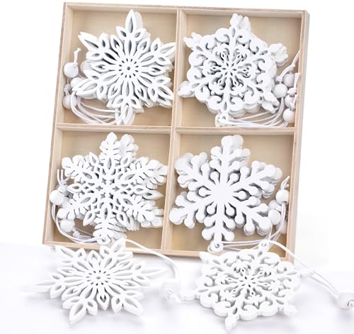 HOUISM Christbaumschmuck Anhänger 16 Stück Weiß -...