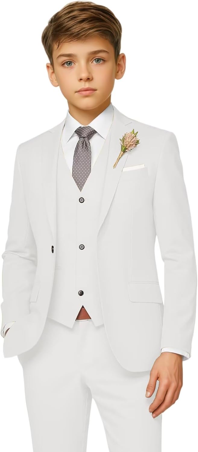 Boy Suits Wedding Outfits for Boy Kids Easter Suit 3Pc Toddler Formal Tuxedo Blazer Vest Pants Set 2-20Y