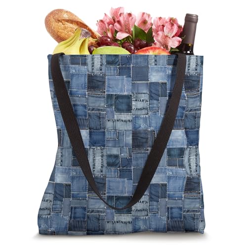 Bolso tote con estampado patchwork en denim miniatura 4