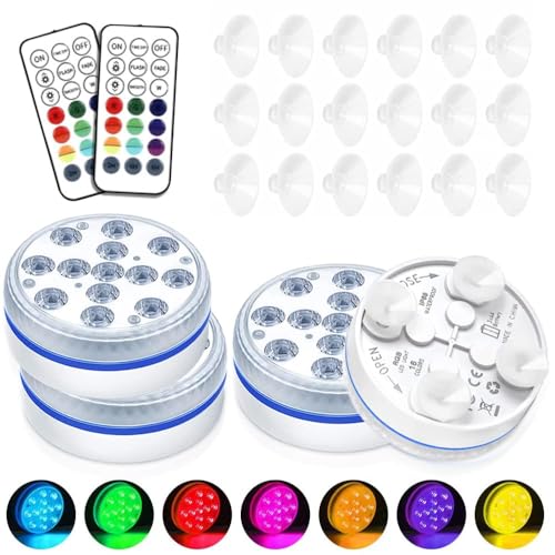yotutun Lumière LED Submersible, Eclairage Piscine LED avec Télécommande RF et Ventouse Étanche IP68 Éclairage Submersible Multi-couleur pour Jardin,...
