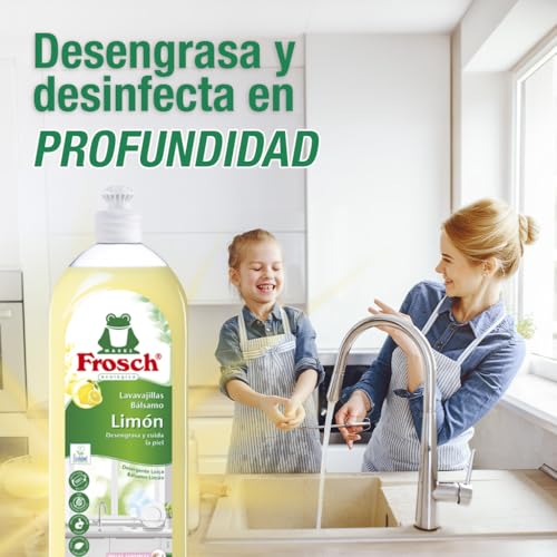 Frosch - Handspüler Flüssigkeit, Bio-Balsam Zitrone, entfettet und schützt die Haut, dermatologisch getestet - Packung mit 10 Stück x 750 ml